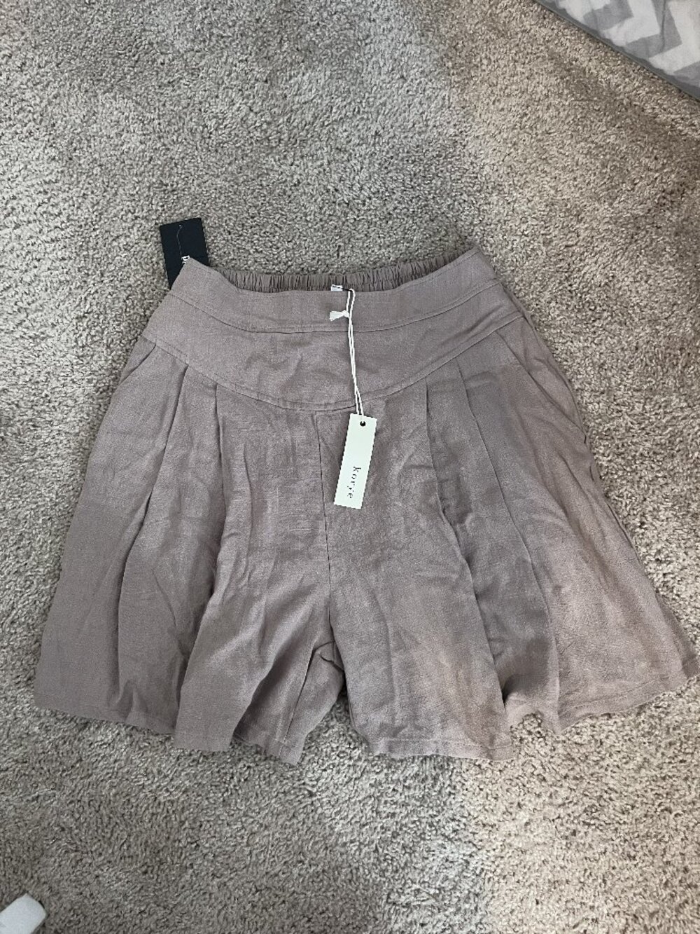 Khaki Pleated Shorts